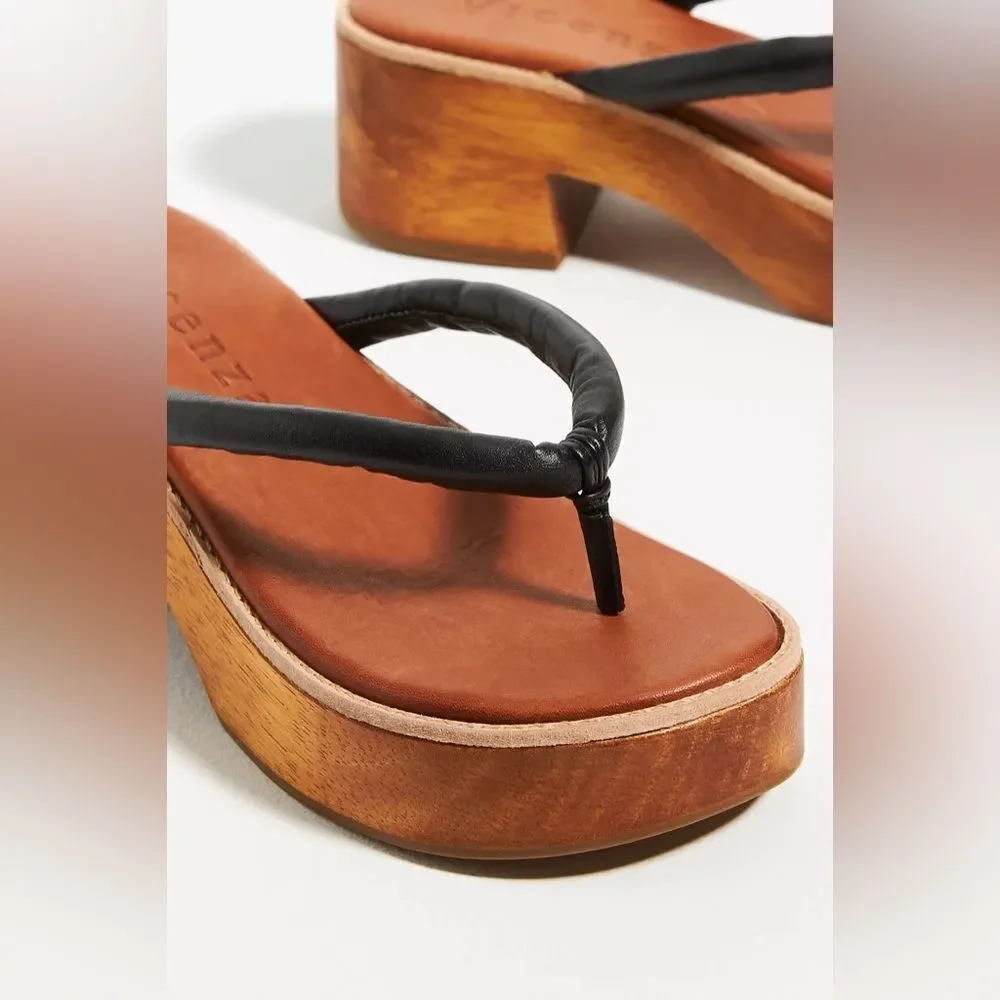 Anthropologie Vicenza Wooden Thong Heels